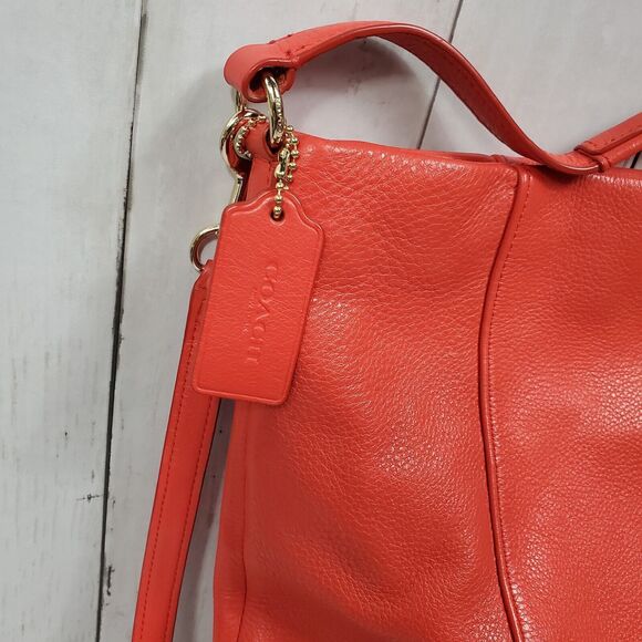 Coach Isabelle Pebbled Leather Hobo CrossBody Tote Purse Scout Burnt Orange READ - Picture 7 of 16